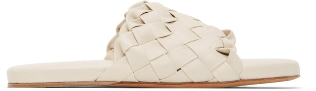 Bottega Veneta Off-White Intrecciato Slides - Bottega Veneta Diapositives Intrecciato Off-White - Bottega Veneta Off-White Intrecciato 슬라이드