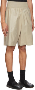 Bottega Veneta Off-White Shiny Leather Shorts