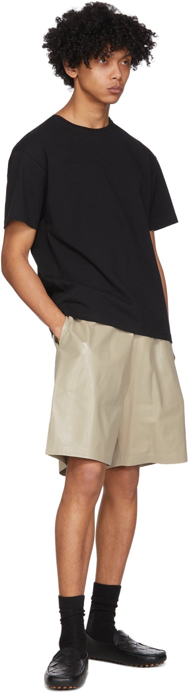 Bottega Veneta Off-White Shiny Leather Shorts