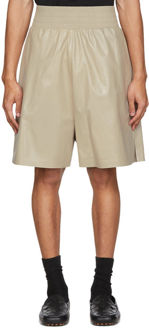Bottega Veneta Off-White Shiny Leather Shorts - Short en cuir brillant de Bottega Veneta cassé - Bottega 베네타 오프 화이트 반짝이 가죽 반바지