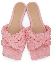 Bottega Veneta Pink Raffia Stretch Flat Sandals