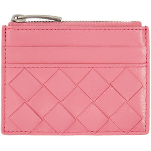 Bottega Veneta Pink Top Zip Card Case