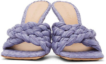 Bottega Veneta Purple Raffia Stretch Heeled Mules
