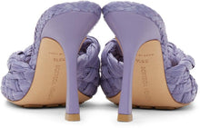 Bottega Veneta Purple Raffia Stretch Heeled Mules