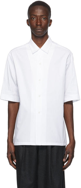 Bottega Veneta White Cotton Poplin Short Sleeve Shirt - Chemise à manches courtes en popeline de coton blanc de Bottega Veneta - Bottega 베네타 화이트 코튼 포플린 반소매 셔츠