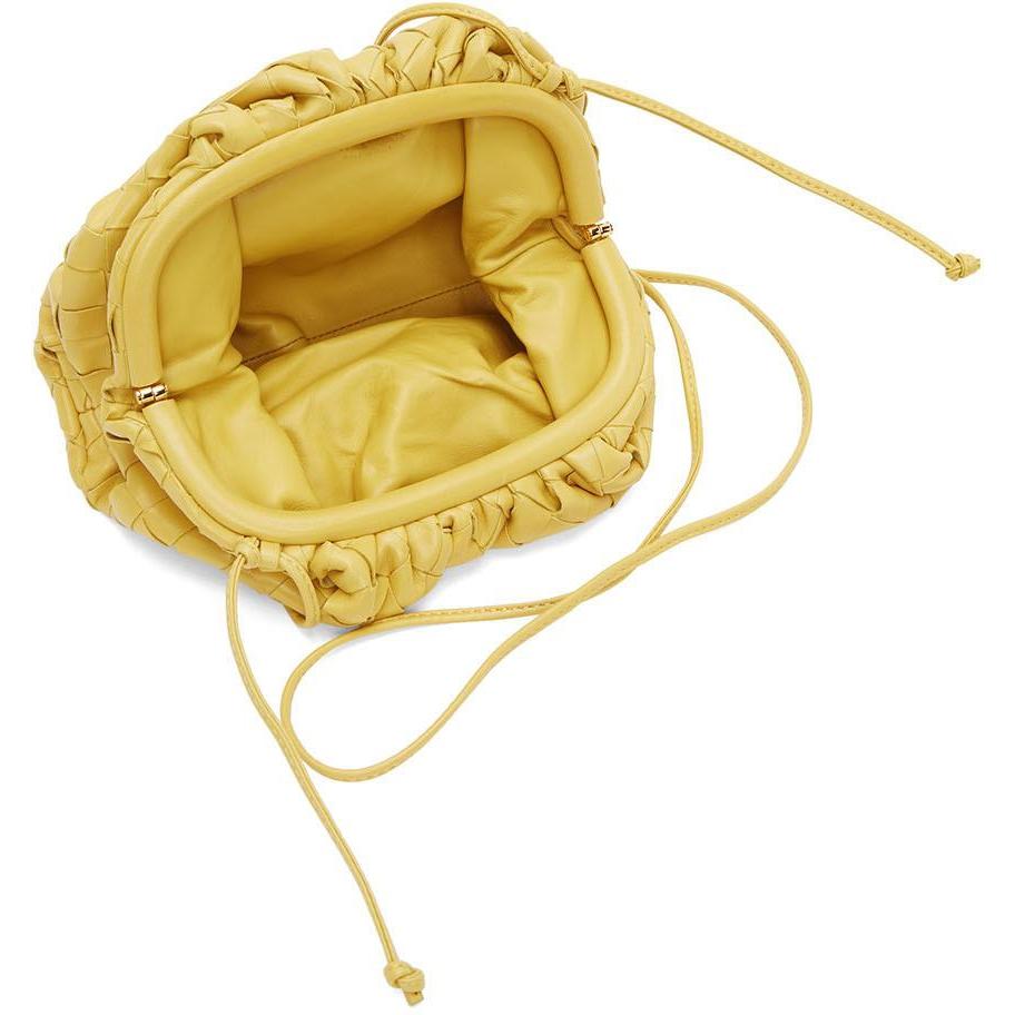 Bottega Veneta Yellow Intrecciato 'The Mini Pouch' Clutch - Bottega Veneta Yellow Intrecciato 'The Mini Pouch' Embrayage - Bottega Veneta Yellow Intrecciato '미니 파우치'클러치