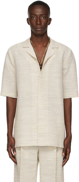 Botter Beige Tropical Short Sleeve Shirt - Chemise à manches courtes tropicales Botter Beige - 보트 베이지 열대 짧은 소매 셔츠