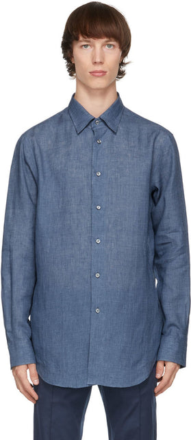 Brioni Blue Linen Shirt - Chemise de lin bleu brioni - 브리 피니 블루 린넨 셔츠