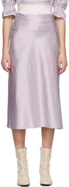 Brock Collection Purple Silk Smilla Vichy Skirt - Collection Brock Silk pourpre Smilla Vichy jupe - 브록 컬렉션 보라색 실크 smilla vichy skirt.