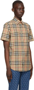 Burberry Beige Check Caxton Short Sleeve Shirt