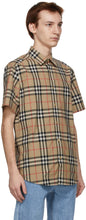 Burberry Beige Check Poplin Short Sleeve Shirt