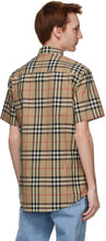 Burberry Beige Check Poplin Short Sleeve Shirt