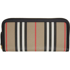 Burberry Beige E-Canvas Icon Stripe Ellerby Continental Wallet