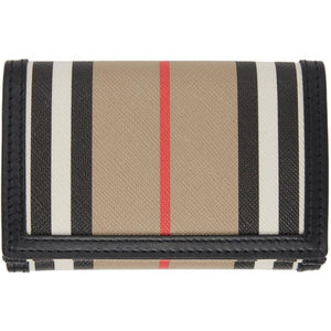 Burberry Beige E-Canvas Icon Stripe Lark Trifold Wallet