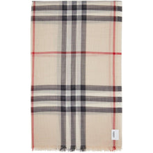 Burberry Beige Gauze Giant Check Scarf - Foulard de vérification géante Burberry Beige Gauze Gauze - 버버리 베이지 거즈 거대한 체크 스카프