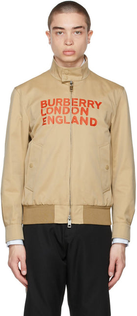 Burberry Beige Harrington 'Love' Jacket - Burberry Beige Harrington 'Love' veste - 버버리 베이지 해리 톤 '사랑'자켓
