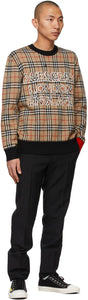 Burberry Beige Jacquard Check Logo Sweater