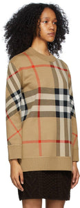 Burberry Beige Merino Jacquard Check Sweater