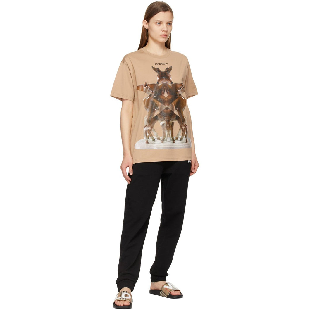 Burberry Beige Multi Deer Carrick T-Shirt
