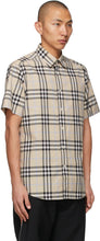 Burberry Beige Poplin Check Short Sleeve Shirt