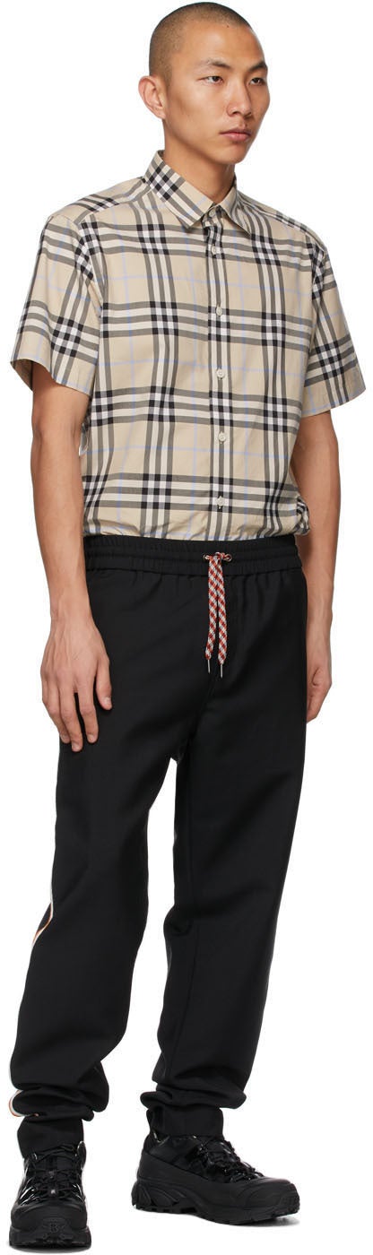 Burberry Beige Poplin Check Short Sleeve Shirt