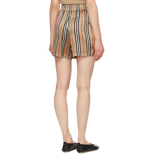 Burberry Beige Silk Icon Stripe Marsett Shorts