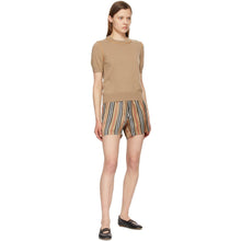 Burberry Beige Silk Icon Stripe Marsett Shorts