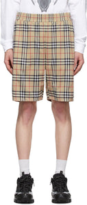Burberry Beige Vintage Check Technical Twill Shorts - Burberry Beige Vérification vintage Shorts Techniques Twill - 버버리 베이지 빈티지 수표 기술 능직 반바지