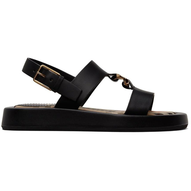 Burberry Black Buckingham Flat Sandal - Sandale plate Burberry Black Buckingham - 버버리 블랙 버킹엄 플랫 샌들
