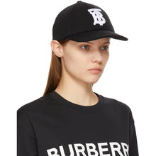 Burberry Black Cotton Jersey Monogram Baseball Cap