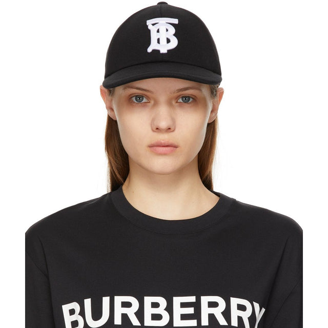 Burberry Black Cotton Jersey Monogram Baseball Cap - Casquette de baseball monogramme de monogramme de jersey de coton noir burberry - 버버리 블랙 코튼 저지 모노그램 야구 모자