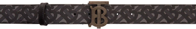 Burberry Black E-Canvas TB Monogram Belt - Ceinture de monogramme Tb en toile électronique noire Burberry - 버버리 블랙 전자 캔버스 TB 모노그램 벨트