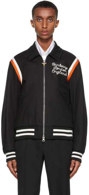 Burberry Black Epping Varsity Bomber Jacket - Veste bombardière Varsity Black Burberry Black Epping Varsity - 버버리 블랙 epping varsity 폭격기 재킷