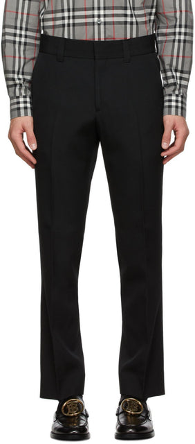 Burberry Black Grain De Poudre Trousers - Burberry Noir Grain De Poudre Pantalons - 버버리 블랙 그레인 드 Poudre 바지