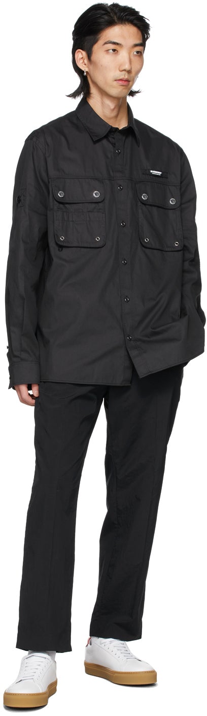 Burberry Black Logo AppliquÃ© Technical Shirt