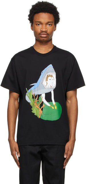 Burberry Black Marine Sketch Oversized T-Shirt - T-shirt surdimensionné de croquis marin noir burberry noir - 버버리 블랙 마린 스케치 대형 티셔츠