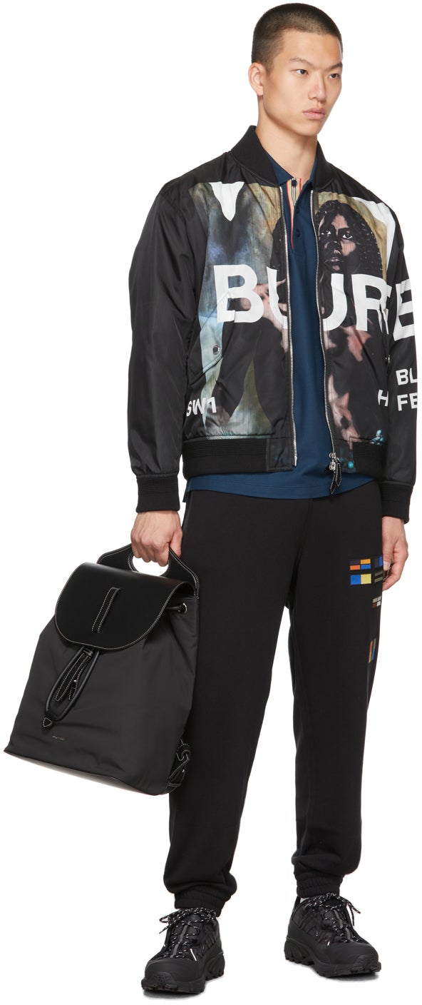 Burberry Black Mermaid Print Bomber Jacket