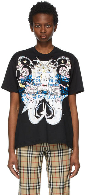 Burberry Black Montage Print T-Shirt - T-shirt imprimé de montage noir burberry - 버버리 블랙 몽타주 인쇄 티셔츠