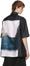 Burberry Black Silk Mermaid Print Short Sleeve Shirt