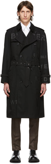Burberry Black Westminster Horseferry Print Trench Coat - Burberry Black Westminster Trench-en-manteau - 버버리 블랙 웨스트 민스터 마무리 인쇄 트렌치 코트