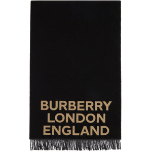 Burberry Black Wool 'Love' Football Scarf