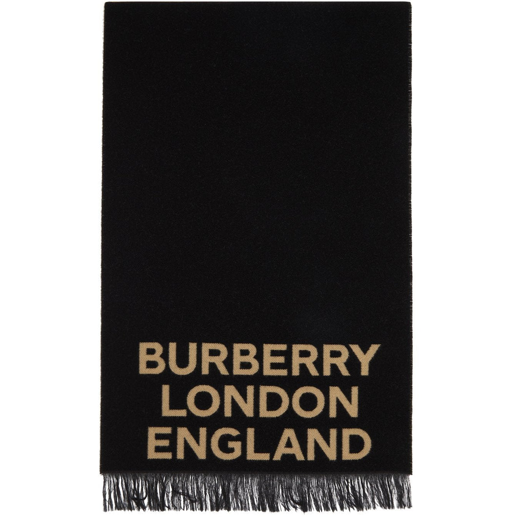 Burberry Black Wool 'Love' Football Scarf