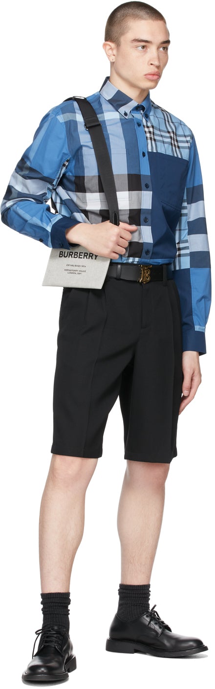 Burberry Blue Check Patchwork Shirt