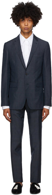 Burberry Blue Check Slim Suit - Burberry Blue Vérifiez Slim Costume - 버버리 블루 체크 슬림 슈트