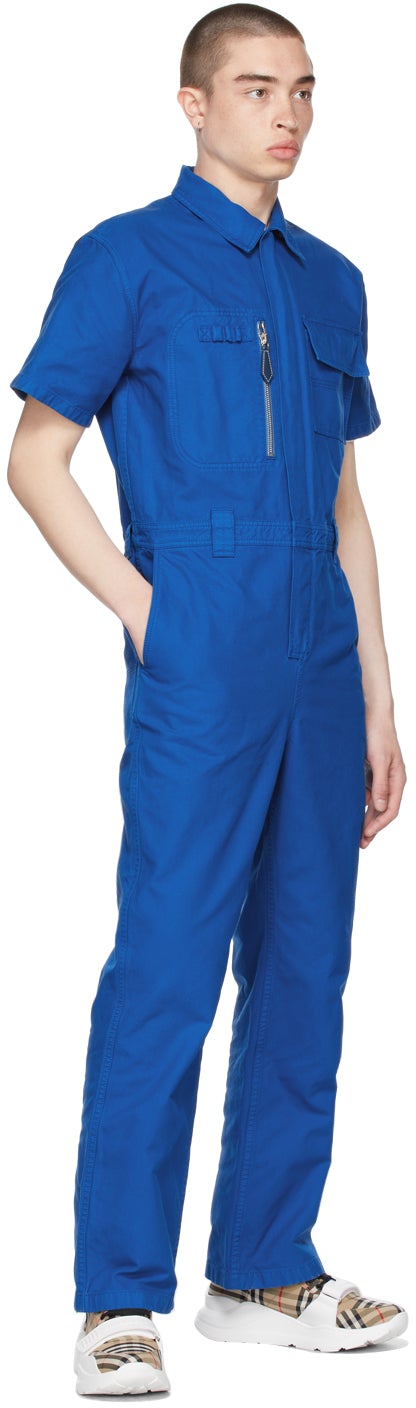 Burberry Blue Cotton Canvas Boiler Jumpsuit