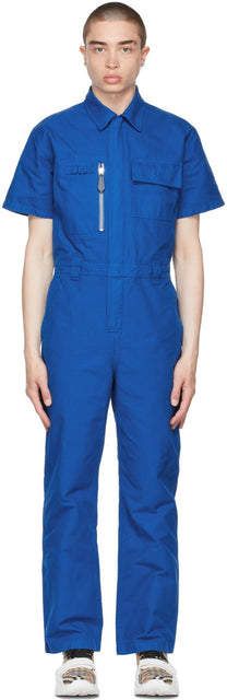 Burberry Blue Cotton Canvas Boiler Jumpsuit - Combinaison de chaudière en toile de coton bleu burberry - 버버리 블루 코 튼 캔버스 보일러 점프 수트