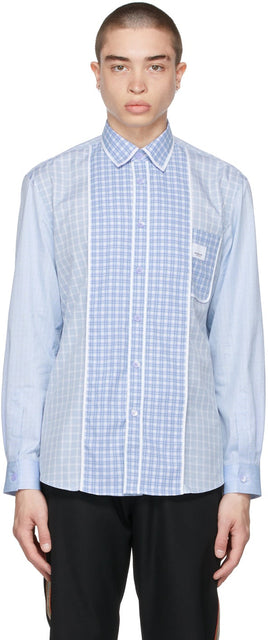 Burberry Blue Cotton Contrast Check Shirt - Chemise de contrôle de contraste de coton bleu burberry - 버버리 블루 코튼 대조 체크 셔츠