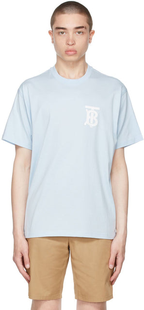 Burberry Blue Cotton Oversized TB T-Shirt - T-shirt tb surdimensionné en coton bleu burberry - 버버리 블루 코튼 대형 TB 티셔츠