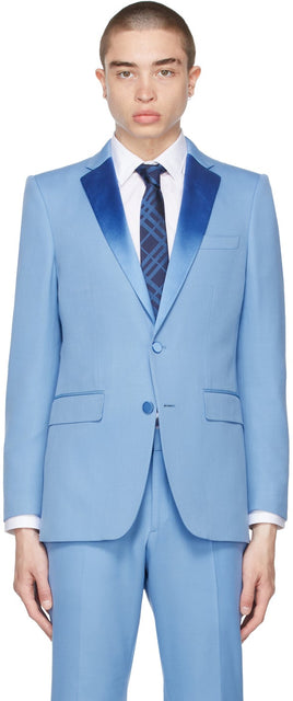 Burberry Blue Grain De Poudre Tuxedo Blazer - Burberry Blue Grain de Poudre Tuxedo Blazer - 버버리 블루 그레인 드 Poudre 턱시도 블레이저