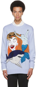 Burberry Blue Marine Sketch Sweater - Pull bleu marin bleu burberry - 버버리 블루 해양 스케치 스웨터